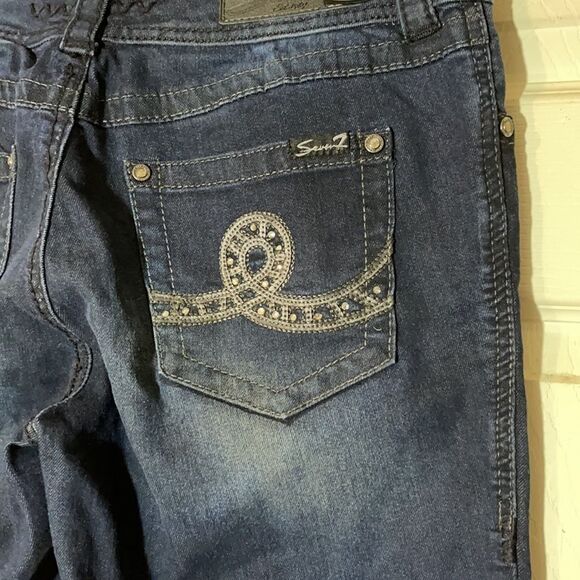 Seven7 Dark Wash Skinny Jeans Sequin Pockets 10 - Picture 12 of 16